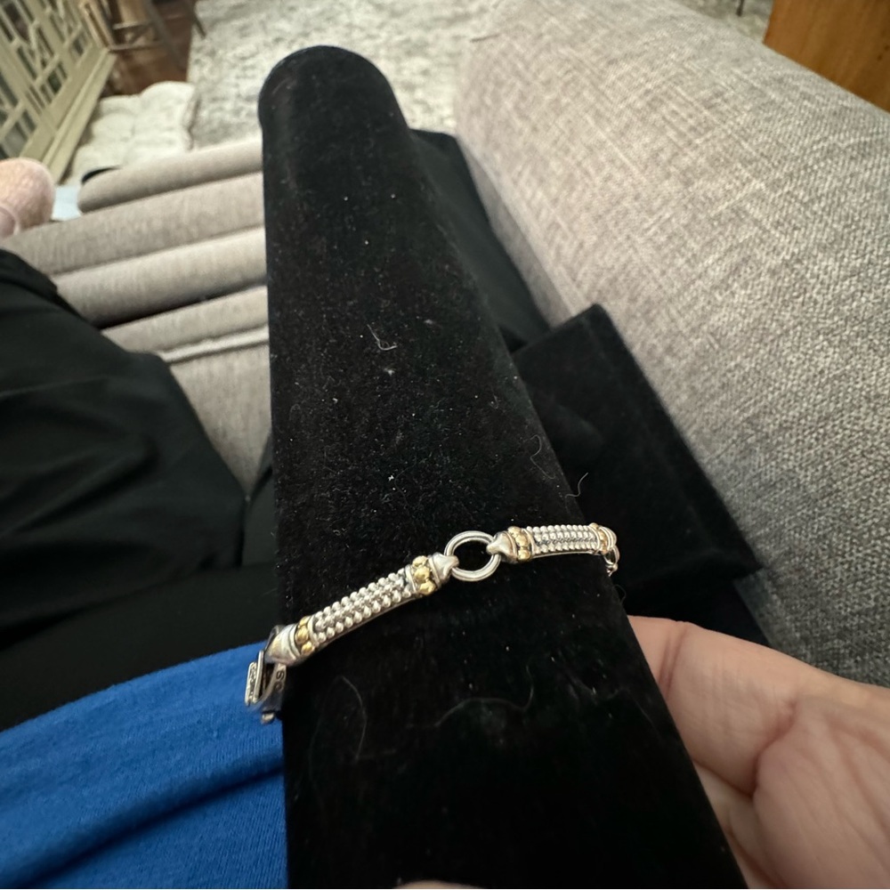 Lagos Sterling and 18k Gold Caviar Bracelet. Size 7.5